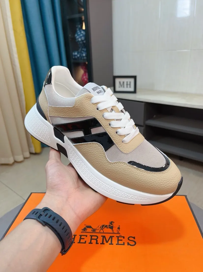 Men's shoes💰580🌸🌸【HERMES】Hermès high-end quality original shoe upper: 🔝tumbled calfskin, suede calfskin, shoe body sewn H totem, outsole: ultra-light TPU foam·rubber; two-color molded outsole, ultra-high quality control·fine workmanship: highlighting (high-end·luxury·grade) 38-44 (45 can be customized)